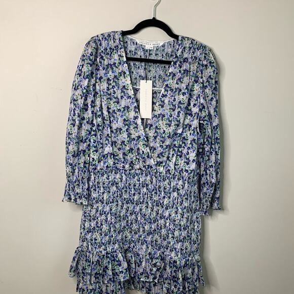 Veronica Beard Darrah floral smocked dress size 12 cobalt multi wedding guest - Picture 3 of 12